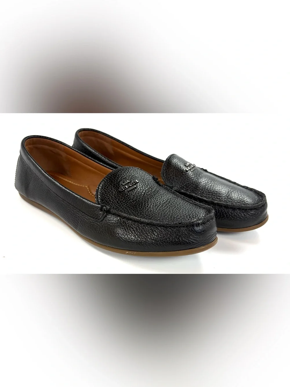 Coach Marley Driver G2687 Black Pebbled Leather Loafers Moccasins 9.5B